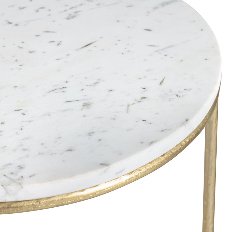2 Piece Marble And Metal Nesting Table Set