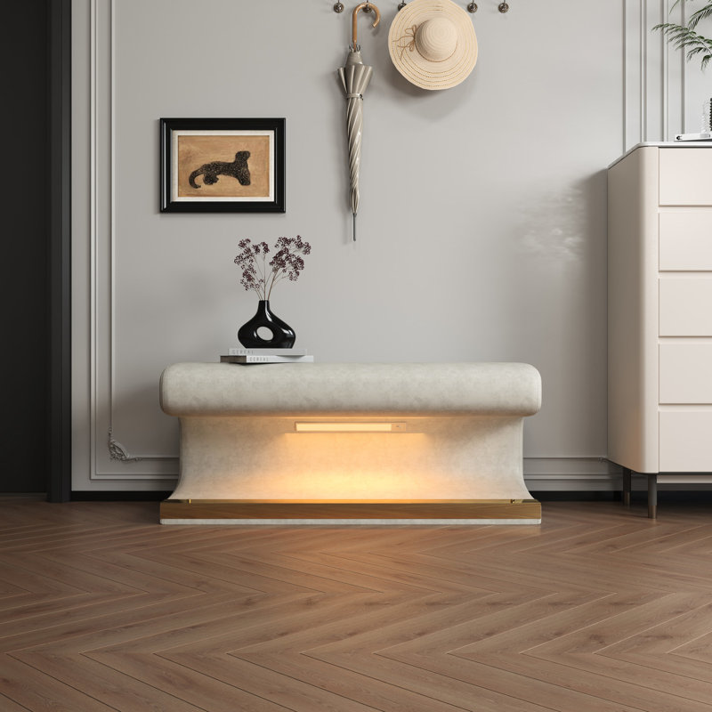 Cuir beige rembourré avec DEL pour chambre à coucher élégante, Beige