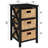 Altenpohl 25" Tall 3 - Drawer X-Side Wood End Table with Wicker Baskets for Bedside, Living Room, Black-696442983