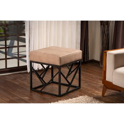 Élégant pouf avec cadre en métal de couleur vison 18,1 po x 17,3 po x 18,1 po | 32 mousses en mousse pour plus de confort | Tissu facile à nettoyer et pieds en métal robustes (hauteur: 15,7 pouces) | Design industriel moderne pour la décoration intérieure