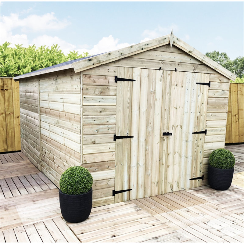 Rafelo 8 ft. W x 12 ft. D Solid Wood Garden Shed
