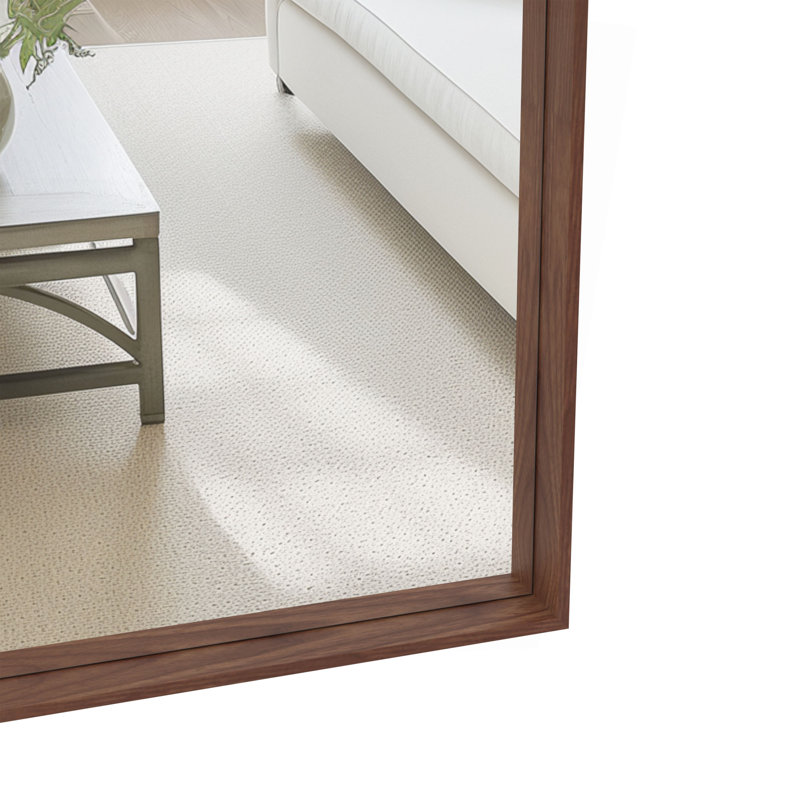 Miroir de salle de bain rectangulaire surdimensionné avec cadre en noyer, 36" x 60", Noyer