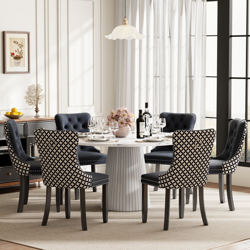 Ensemble de table de salle à manger ronde avec 4 chaises capitonnées rembourrées, ensemble de table de salle à manger de style Mid-Century pour coin-repas de cuisine