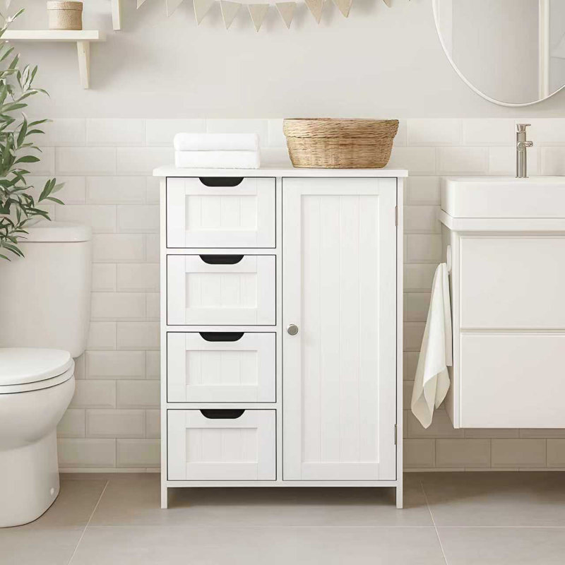 Armoire de rangement pour salle de bain avec tablette réglable et tiroirs