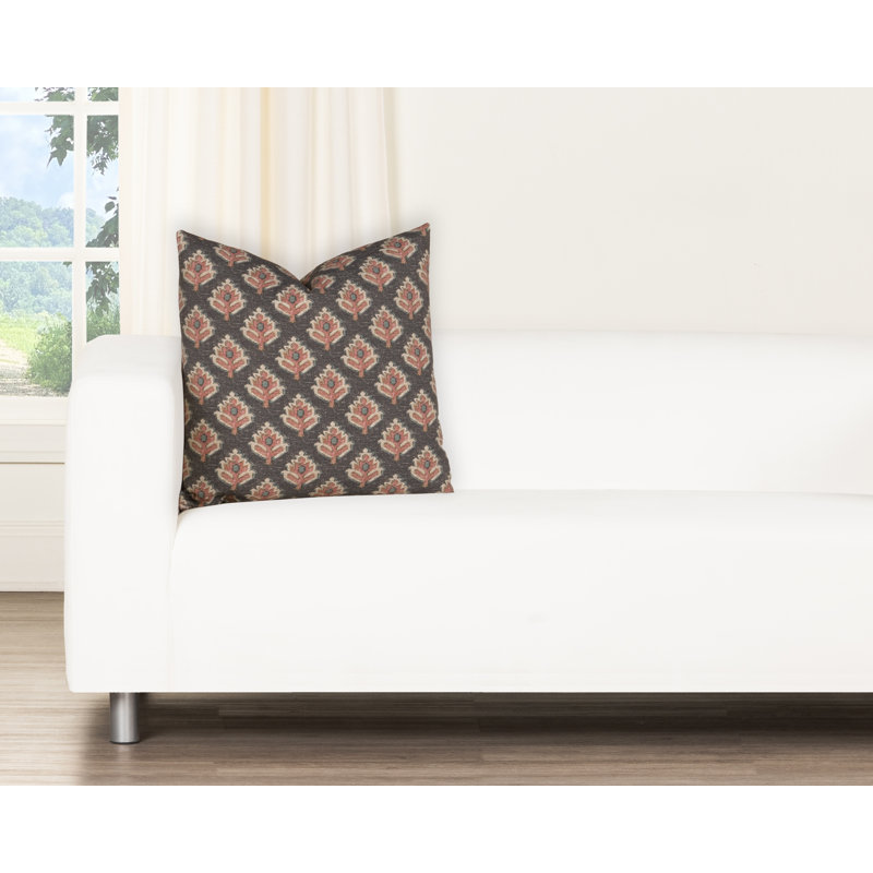 Magnolia Horizon Mineral  Washed Cotton Accent Pillow, Feather, 20"H x 20"W, Black Geometric Shapes