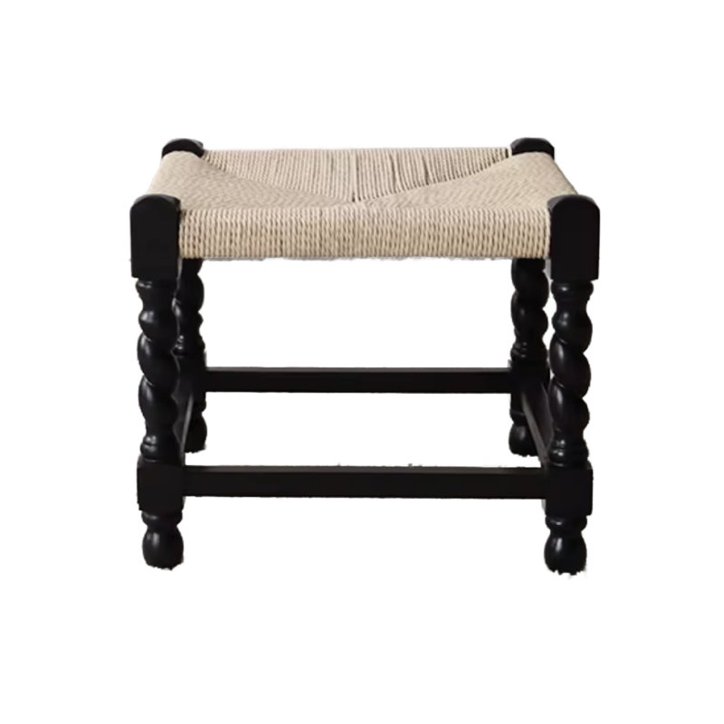 Klim Solid Wood Ottoman With Rope Seat