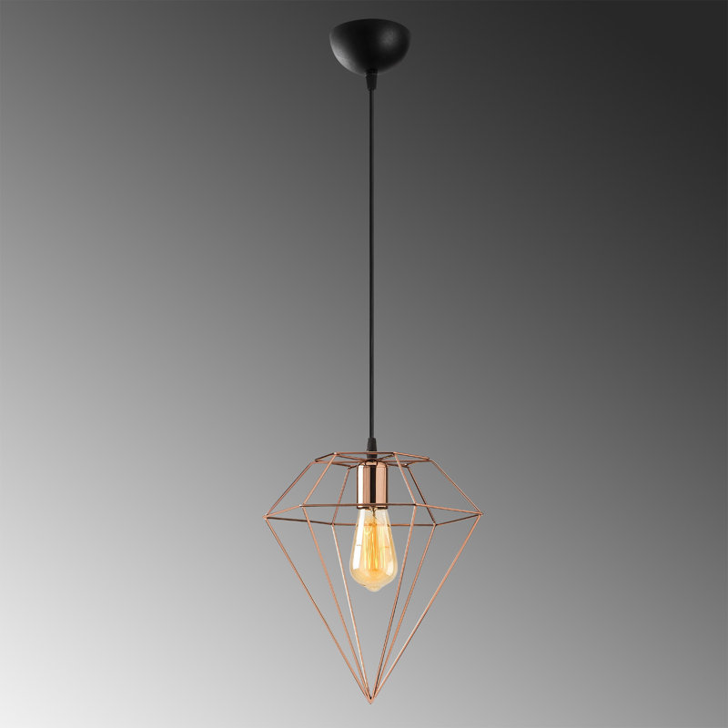 Luminaire suspendu géométrique à 1 lumière Linda, Cuivre, Copper