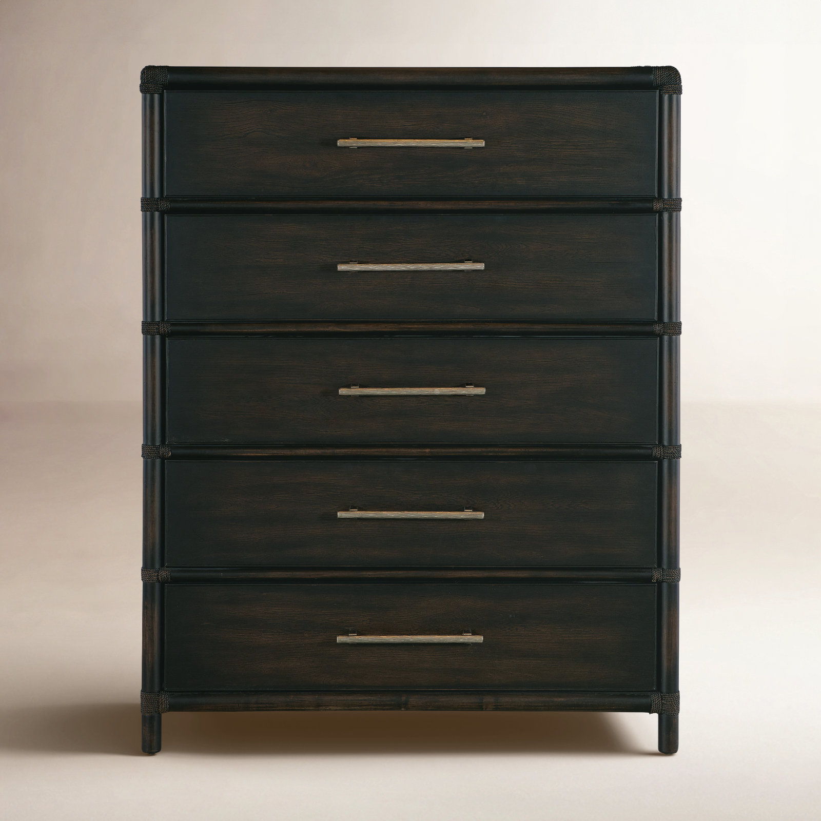 Bellmont 5 - Drawer Dresser, Dark Wood/Black Sand