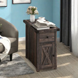 Ardala 24'' H Farmhouse End Table with Power Outlets & Drawer Cabinet