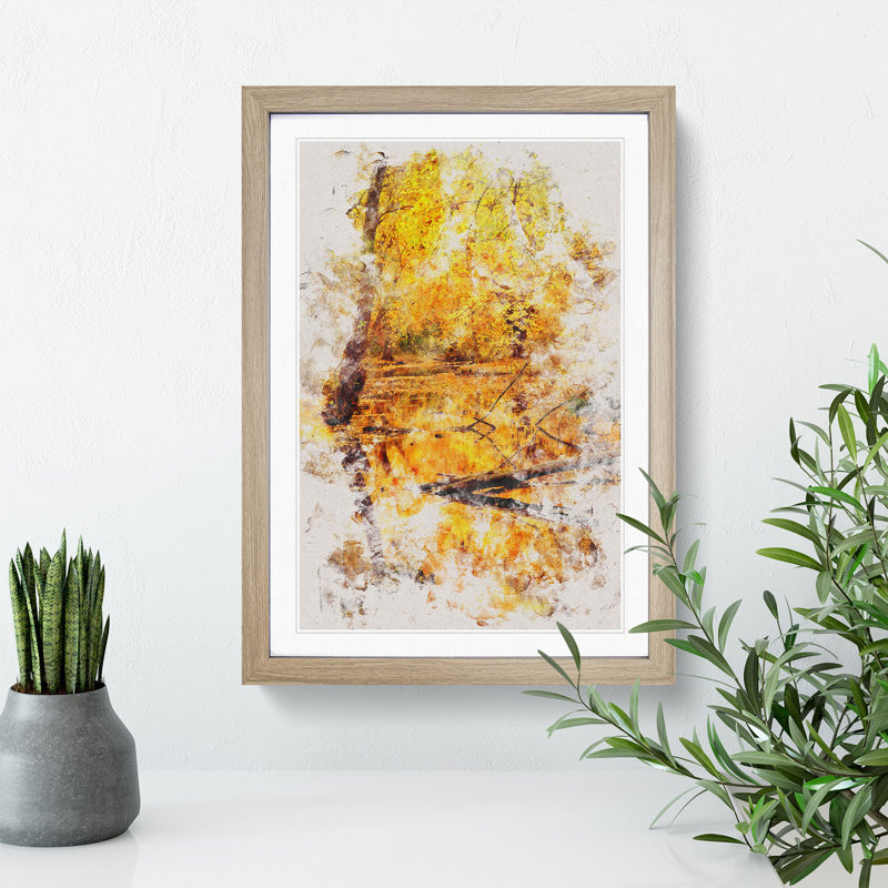 Autumn Forest Vol.1 Watercolour - Picture Frame Graphic Art, Oak, 36cm H x 27cm W x 2cm D