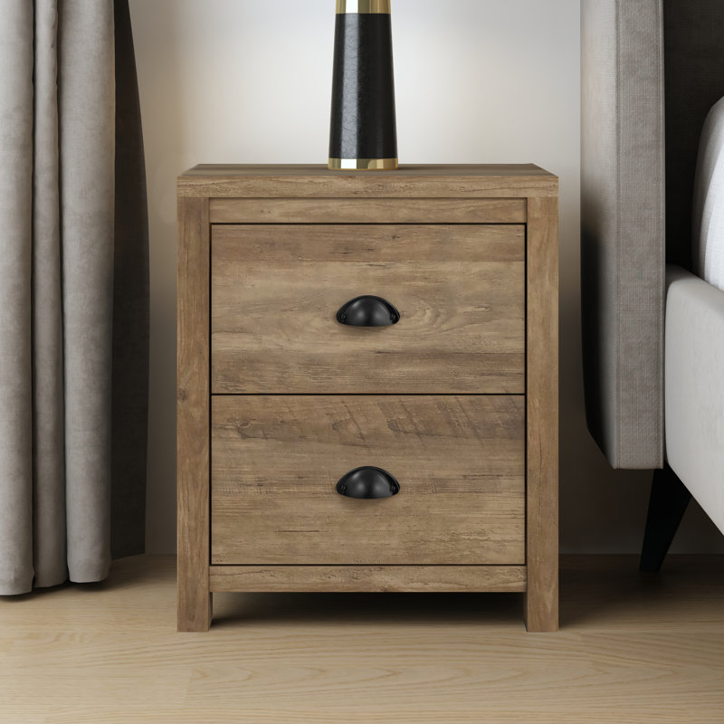 Isenbert Crissman 2 Drawer Nightstand, Knotty Oak