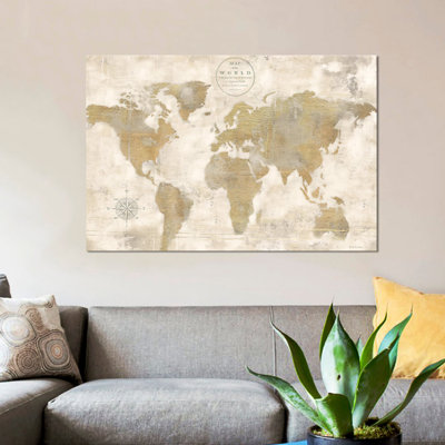 « rustique world map crème no words », impression sur toile