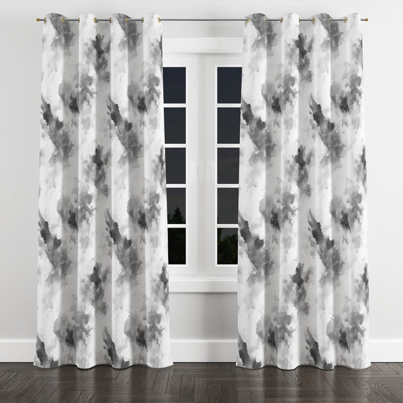 Rideaux de fenêtre modernes - Rideau à œillets à motifs abstraits et discrets - 1 panneau, Œillets dorés, L 52 po x L 90 po