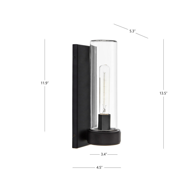 Ahaziah 14"H Cylinder Outdoor Armed Sconce