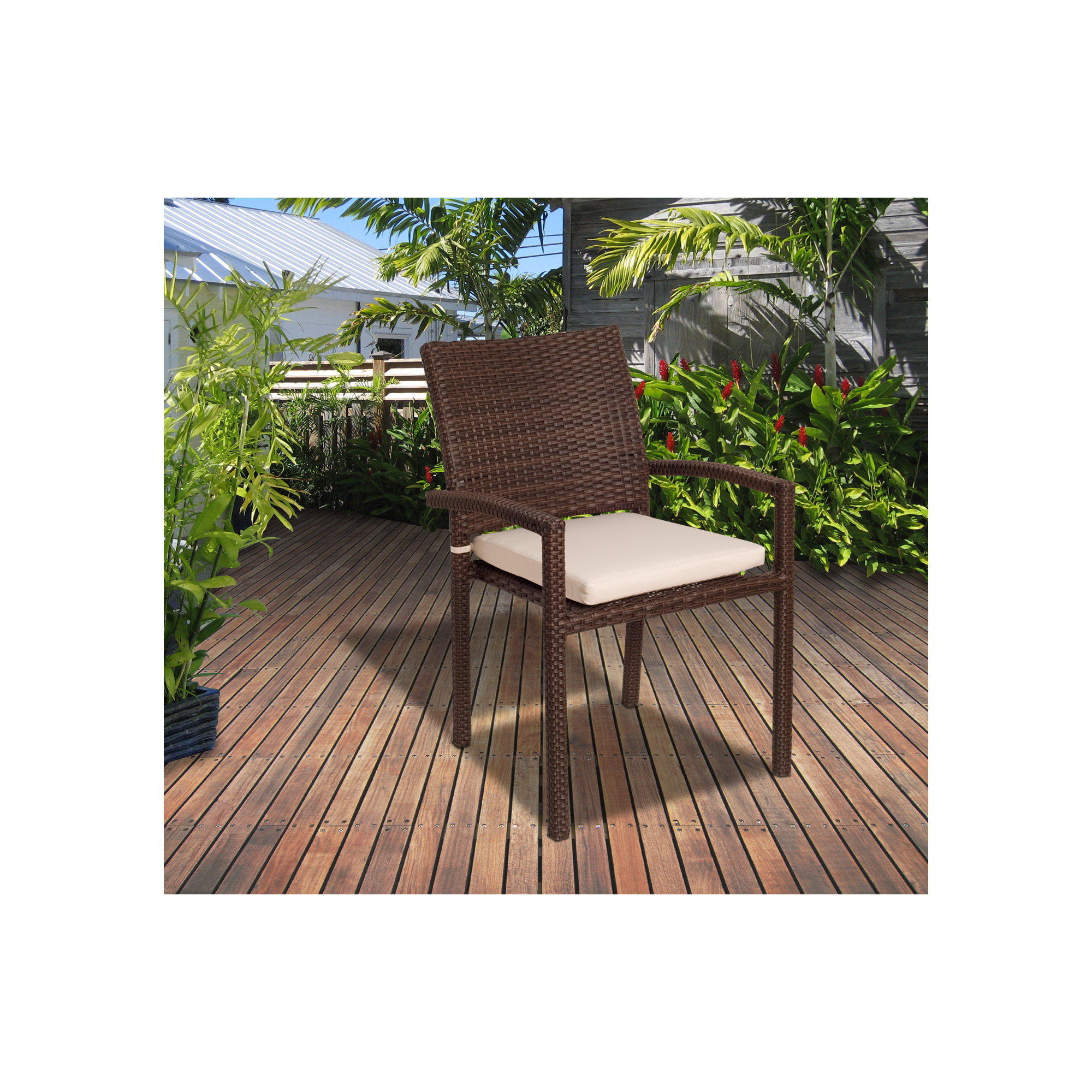 Alyisa Wicker Brown Dining Armchairs (Set Of 3), SBG Cushion