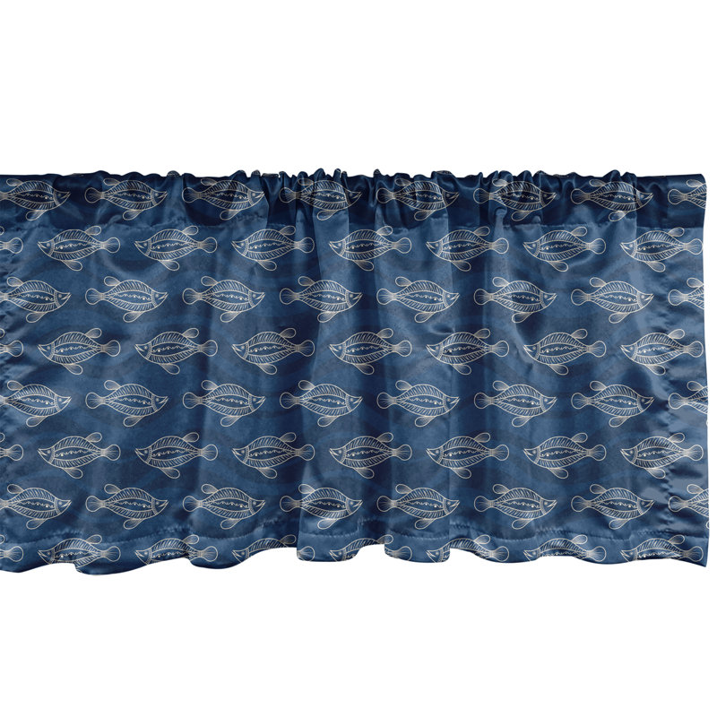 Ensemble de 2 cantonnières bleues et blanches Ambesonne