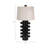 Modern Black Stoneware & Ceramic Table Lamp - 31" Tall with Textured Cylindrical Base & Fabric Shade - Ideal for Bedroom, Living Room, Office & Home Decor