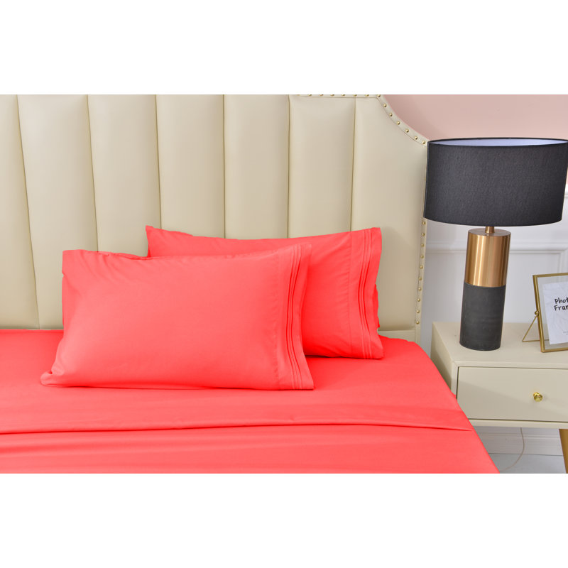 Ensemble de draps en rayonne de bambou, Grand, Corail