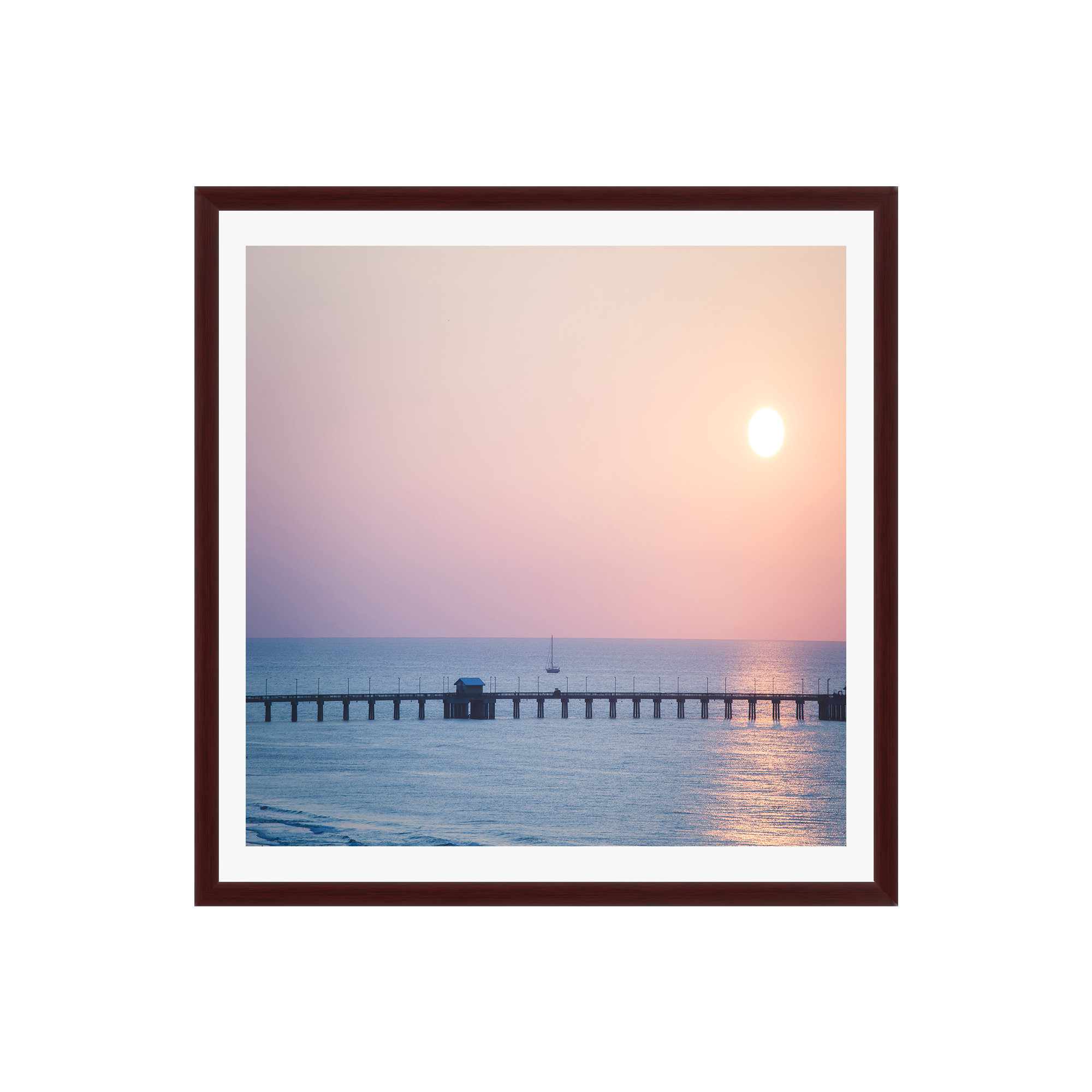 Morning Sail by Ann Hudec, No, Mahogany Floater Framed, 36" H x 36" W x 2" D