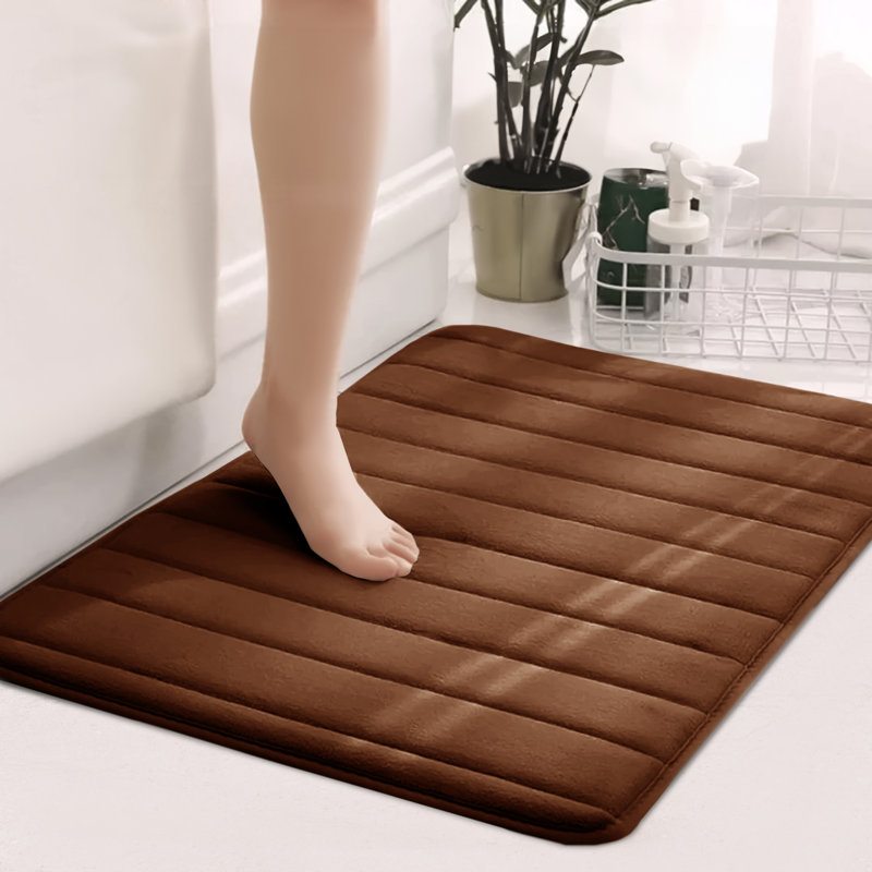 Nakiyha Rectangle Non-Slip Bath Mat, 50cmW x 80cmL, Brown