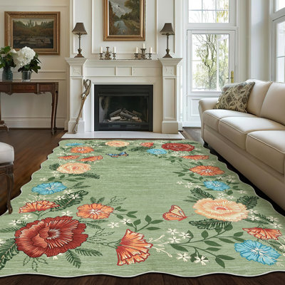 Tapis lavable à la machine Floarl avec envers en caoutchouc pour le salon Tapis antidérapant moderne pour la salle de jeu