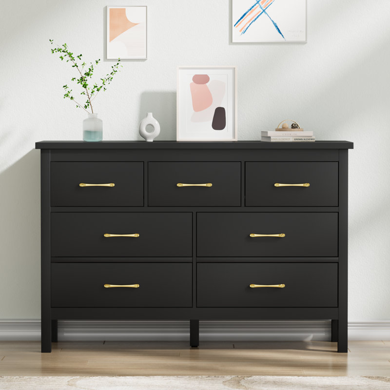 Nayomee 47'' W 7 - Drawer Dresser, Black
