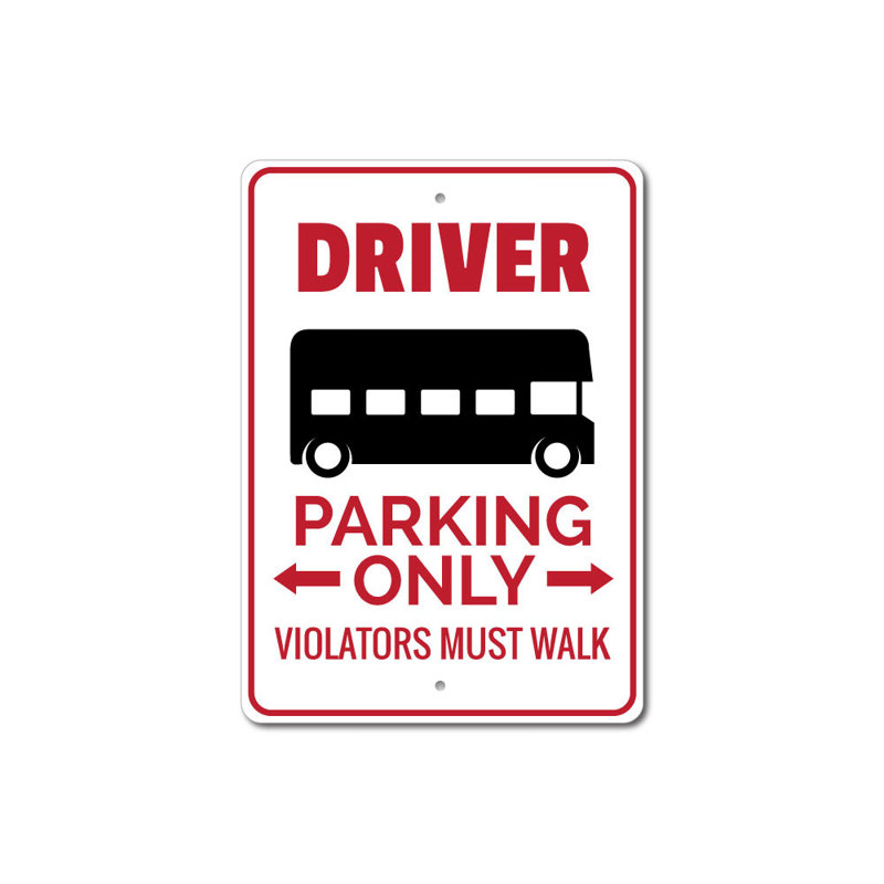 Enseigne en aluminium pour chauffeur de bus, H 18 po x l 12 po x P 0,06 po