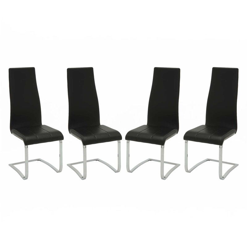 Ensemble de 4 chaises d'appoint rembourrées en similicuir, Noir
