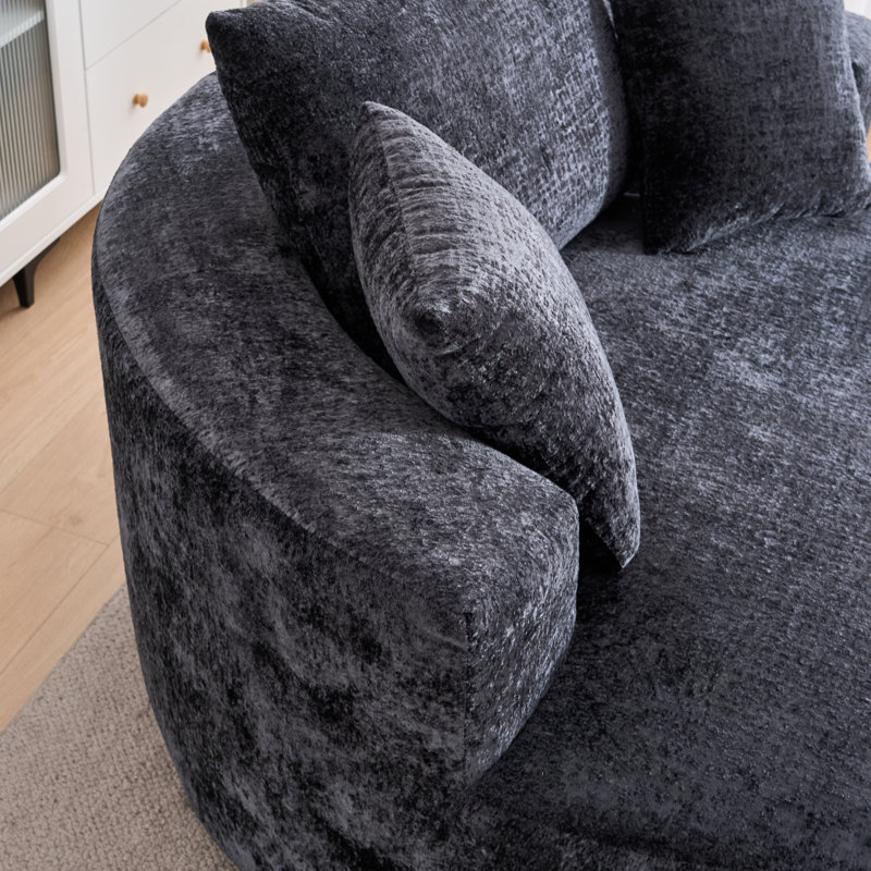 Canapé une place en mousse chenille - 138 x 138 x 84 cm - Mousse et ressorts - 1 pièce - Fauteuil d'appoint - Noir - Canapé une place modulable sans outil