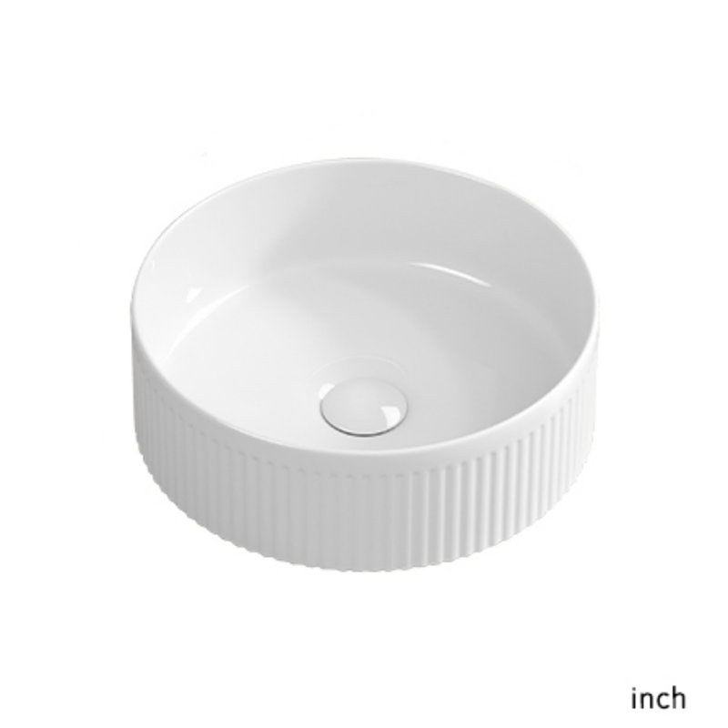 Petit lavabo de comptoir rond de 14 pouces, lavabo en céramique blanche, lavabos modernes, lavabos de salle de bain, lavabos de salle de bain