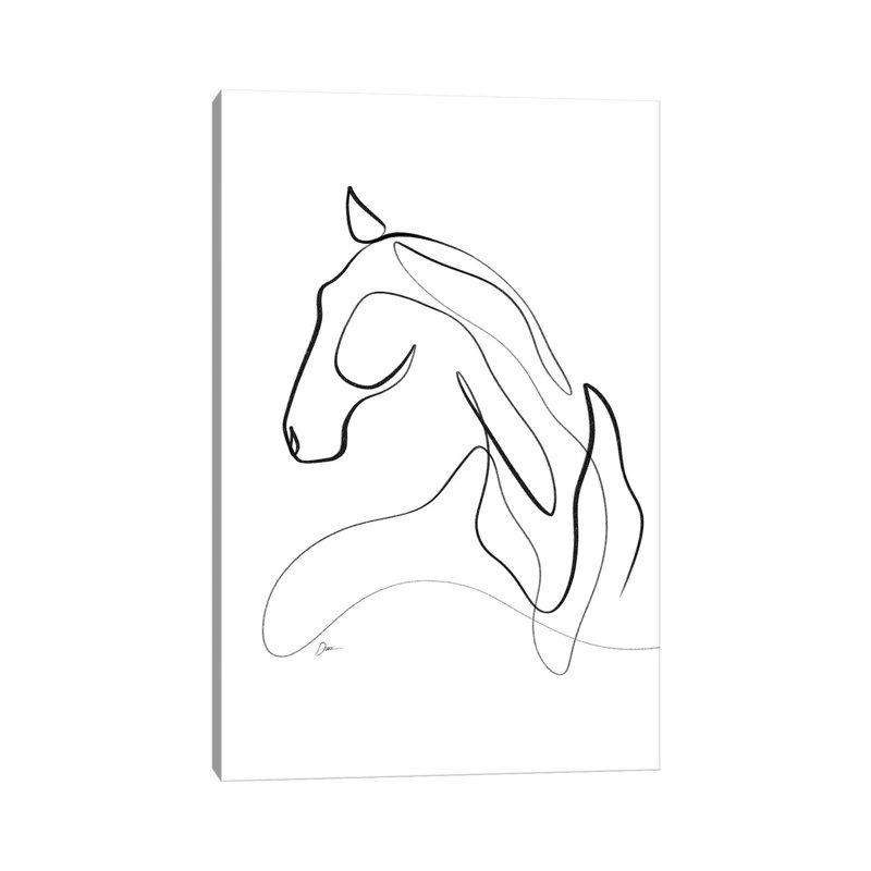 Equus No. 13 / Horse With One Line by Dane Khy - Wrapped Canvas Print, 20.32 cm H x 30.48 cm W