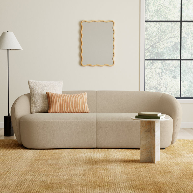 Amadora 90" Upholstered Sofa, Capri Wicker Chenille