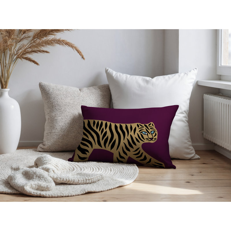 Oreiller rectangulaire intérieur / extérieur Gigi Tiger, Mauve, H 20 po x l 14 po