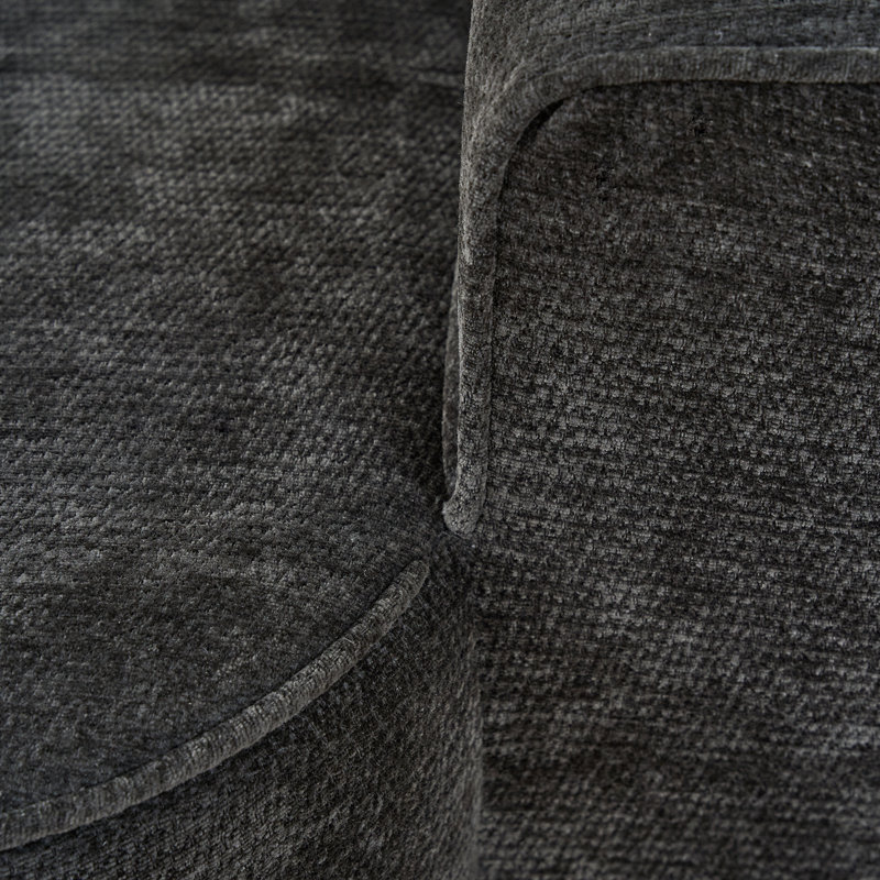 Canapé modulaire Cloud Comfort, chenille noire avec méridienne spacieuse, salon moderne