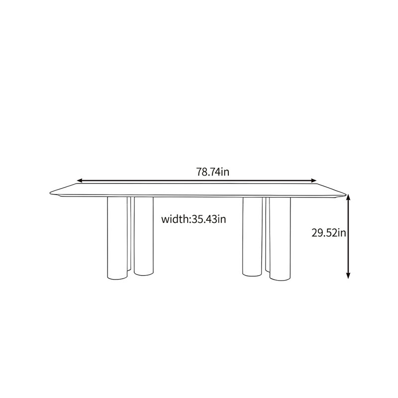 Healthy solid wood dining table, 29.52"H x 78.74"L x 35.43"W