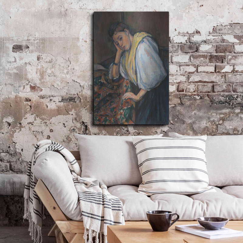 "Jeune italienne à une table" par MASTERS, H 36 po x l 24 po