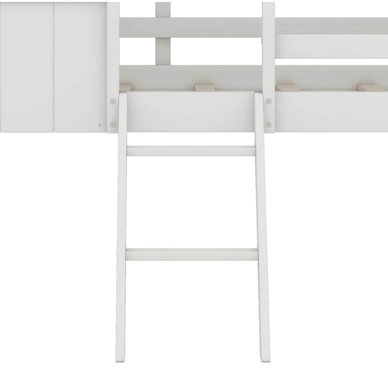 Hicksville Kids Twin Loft Bed, White/Brown