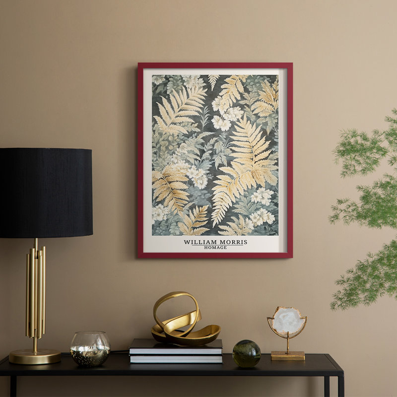 WM MORRIS Series DCCCXVI Framed Print - Solid Wood, 21" H x 17" W, Red