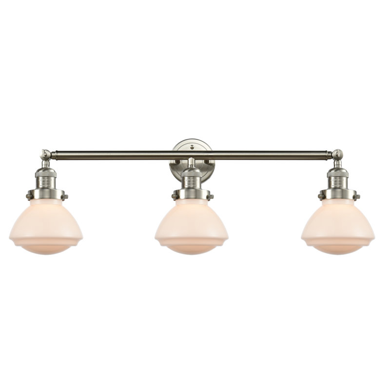 Éclairage pour salle de bain 3 lumières Chesterville, Nickel satiné brossé, Blanc mat, Ampoule DEL 6 watts Vinage