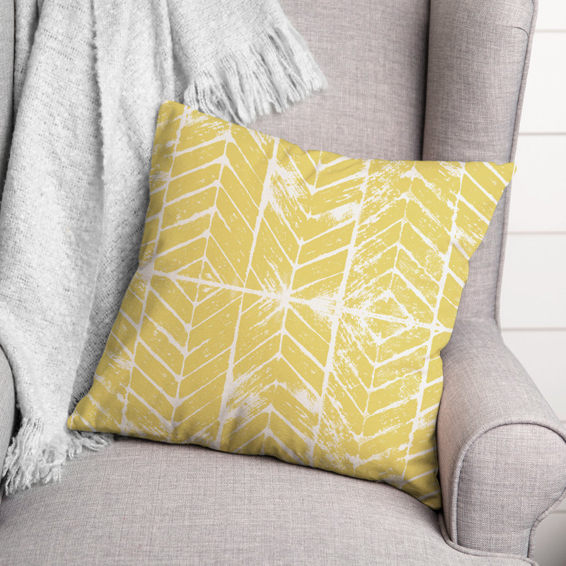 Geometric Outdoor Reversible Throw Pillow, Yellow