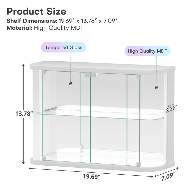 Tabletop Display Cabinet With Music-Sync Lighting Modes, White