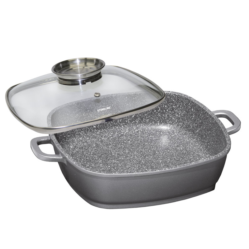 Stoneline Non-Stick Aluminum Saute Pan with Lid, Grey, 3 L