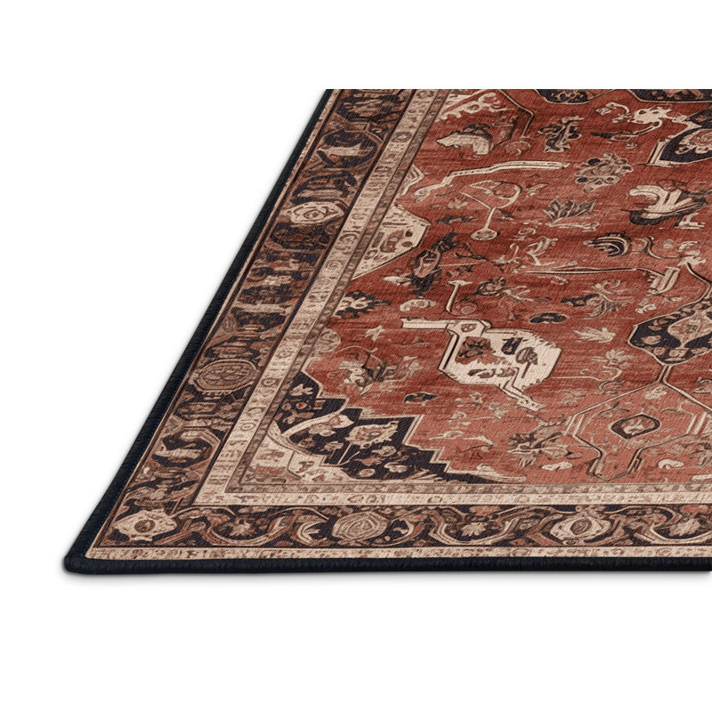 Machine Washable Persian Brown Area Rug, Rectangle 3' x 5'
