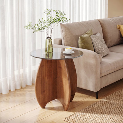 Petite table basse ronde en verre trempé