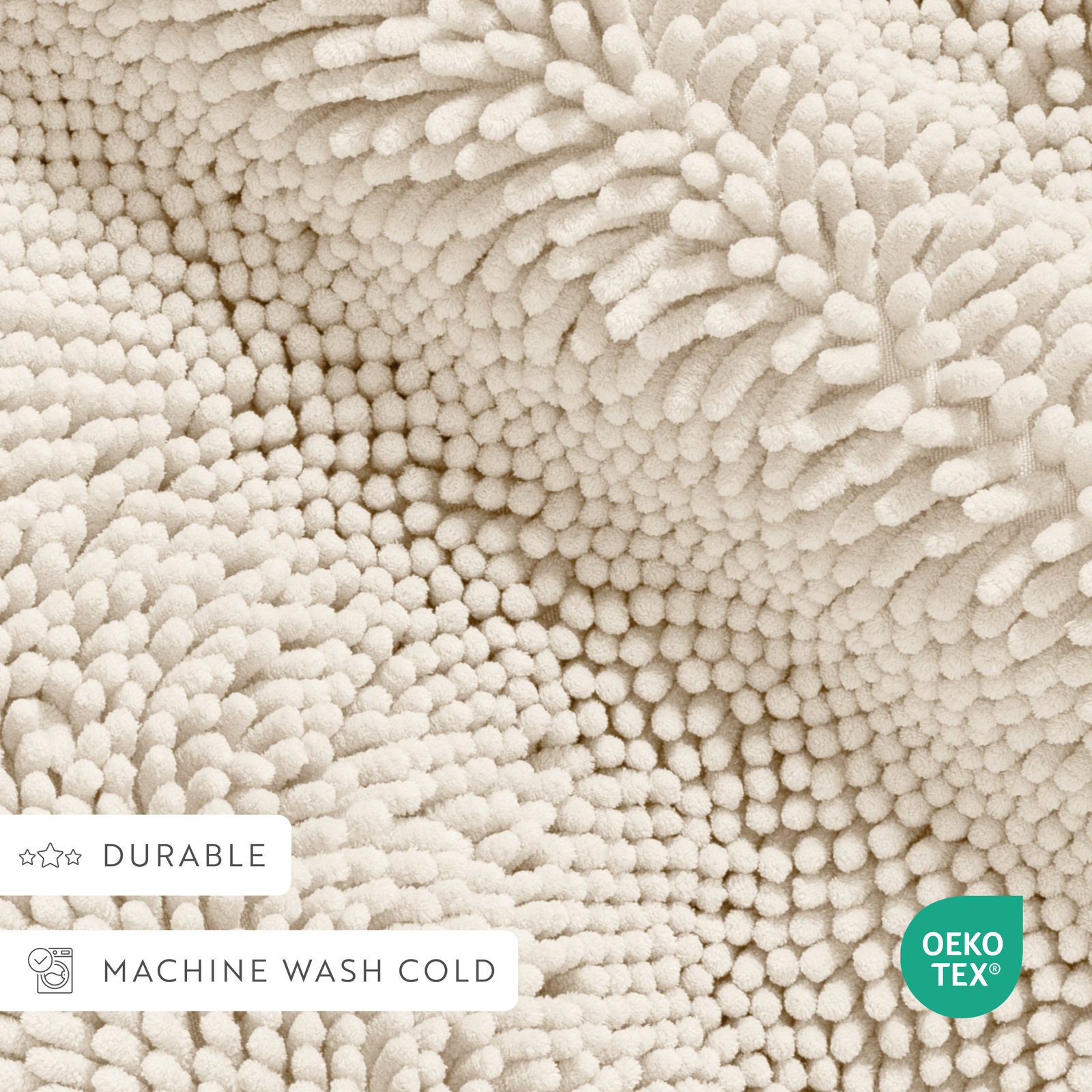 Chenille Bath Mat, Single - 24" L x 17" W, Ivory