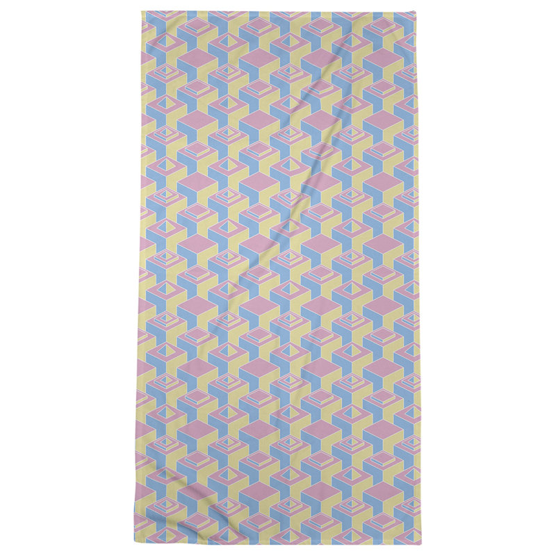 Serviette de plage classique gratte-ciels, Jaune / Vert / Noir