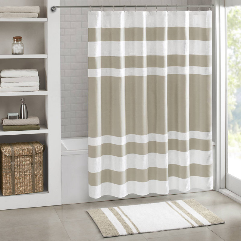 Spa Waffle Shower Curtain with 3M Treatment, Taupe, 72"H x 72"W