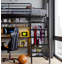 Lit mezzanine avec rangement ouvert DEL