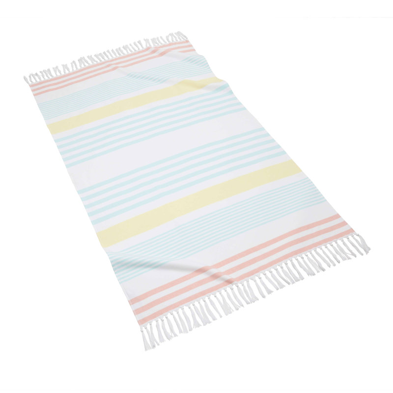 Serviette de plage en coton turc beach days Schmitt, Bleu clair / jaune