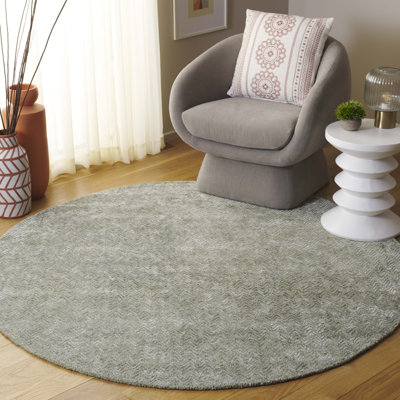 Tapis vert / ivoire en viscose / coton / laine touffeté à la main Niculeta